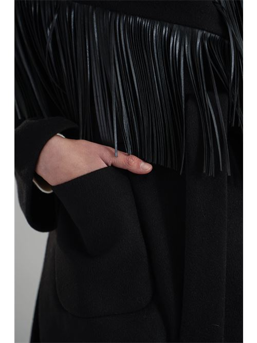 Cappotto con frange Love To Love by Gai Mattiolo | LV2152NERO